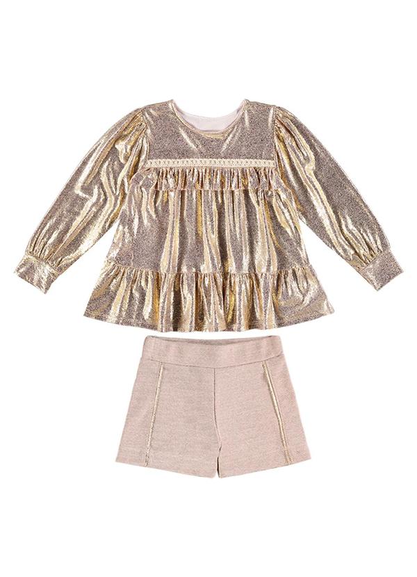 Kiki - Conjunto Bata e Shorts Infantil Feminino Rosa