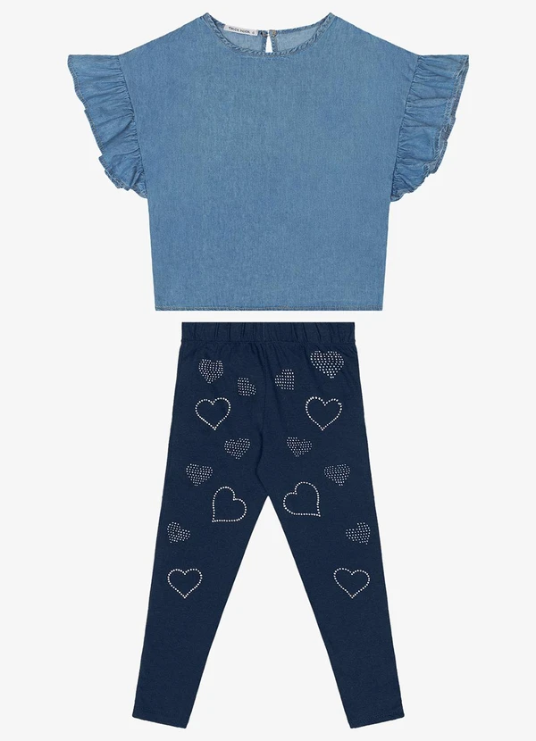 Trick Nick - Conjunto Bata Light Denim com Legging Azul 5