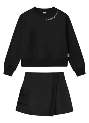 Malwee Kids - Conjunto Beautiful Life em Moletinho Preto - MALWEE KIDS