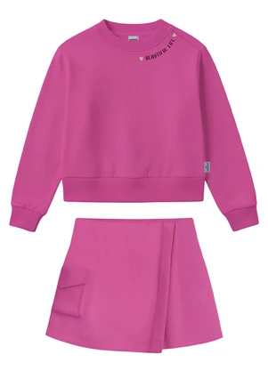 Malwee Kids - Conjunto Beautiful Life em Moletinho Rosa Escuro - MALWEE KIDS