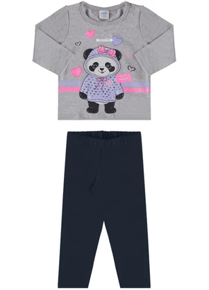 Marlan - Conjunto Bebê Blusa e Legging Cotton Cinza - MARLAN