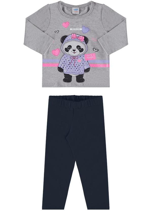 Marlan - Conjunto Bebê Blusa e Legging Cotton Cinza