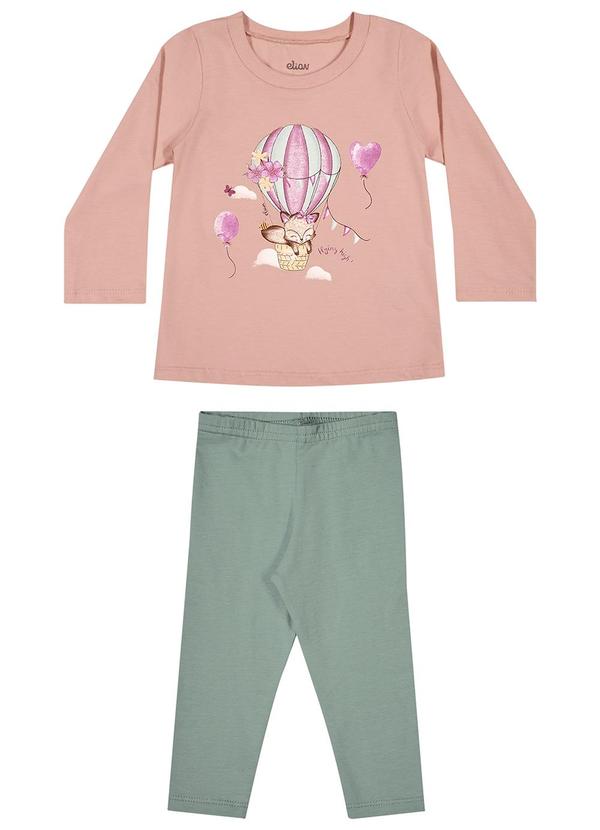 Elian - Conjunto Bebê Blusa Estampada e Legging Rosa 2
