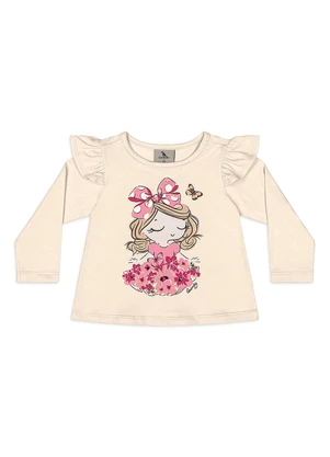 Quimby - Conjunto Bebê Blusa Legging Floral Bege - QUIMBY