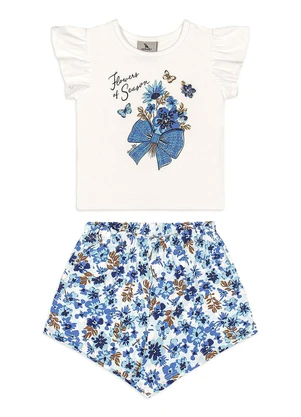 Quimby - Conjunto Bebê Blusa Short Branco - QUIMBY