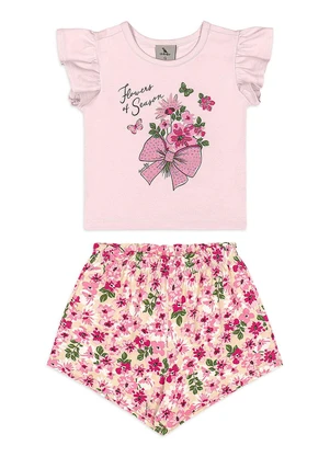 Quimby - Conjunto Bebê Blusa Short Rosa - QUIMBY