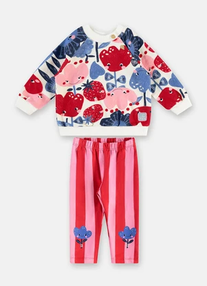 Três e Já - Conjunto Bebê Blusão Calça Tulipa Branco - TRÊS E JÁ