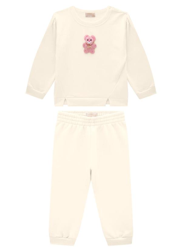 Milli e Nina - Conjunto Bebê Blusão e Calça em Molecotton Bege