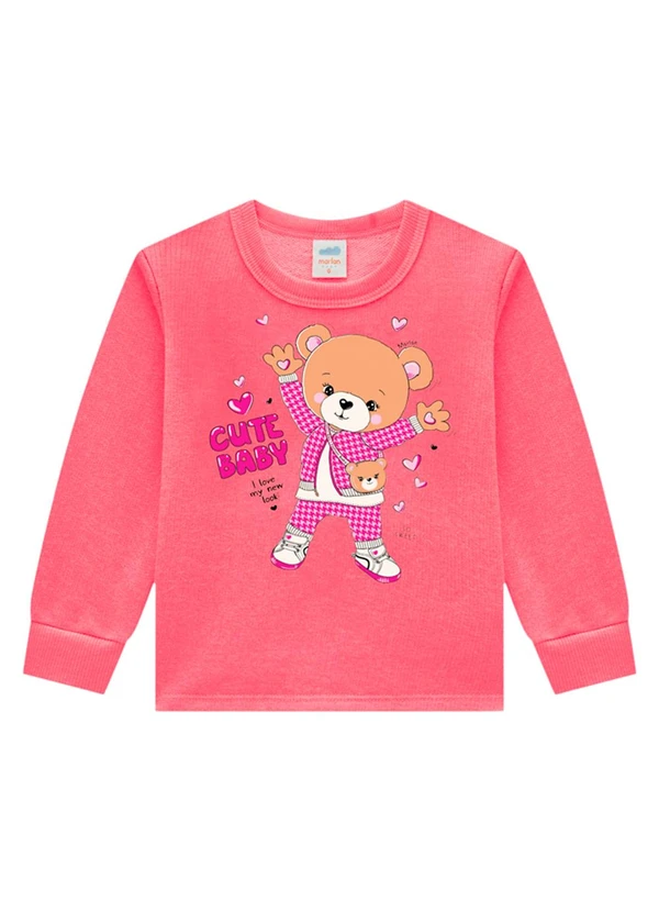Marlan - Conjunto Bebê Blusão e Calça em Moletom Rosa 2
