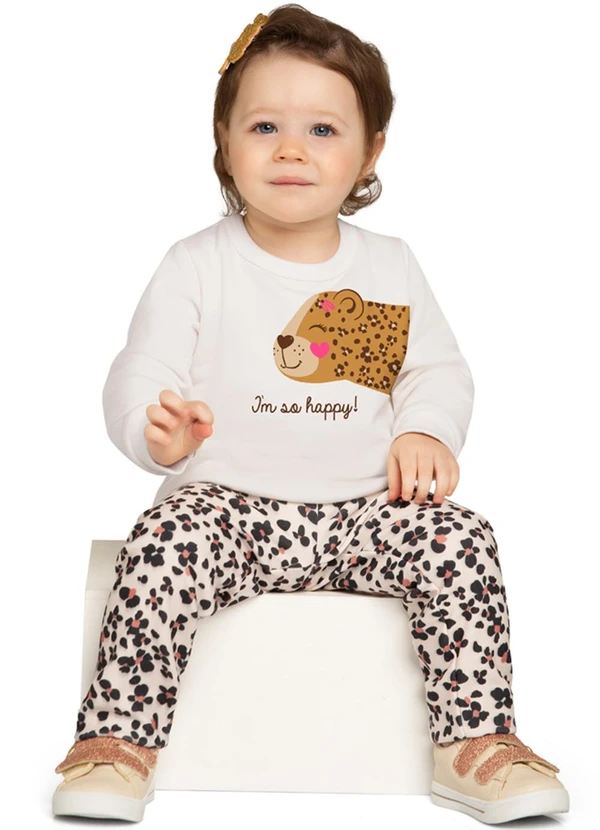 Marlan - Conjunto Bebê Blusão e Calça em Moletom Bege