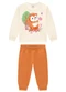 Marlan - Conjunto Bebê Blusão e Calça em Moletom Laranja - variação: Bege