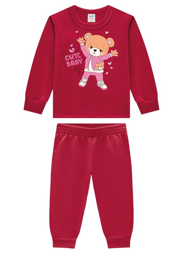 Marlan - Conjunto Bebê Blusão e Calça em Moletom Vermelho 2