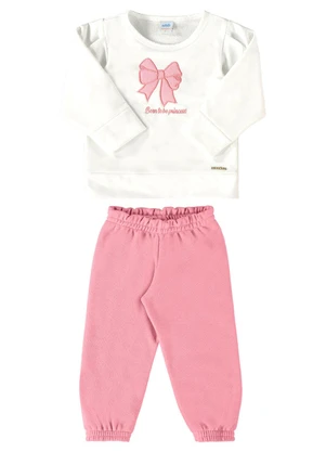 Marlan - Conjunto Bebê Blusão e Calça Laço Baby Bege - MARLAN