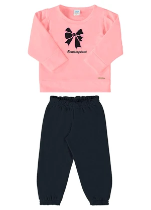Marlan - Conjunto Bebê Blusão e Calça Laço Baby Rosa - MARLAN