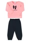 Marlan - Conjunto Bebê Blusão e Calça Laço Baby Bege - variação: Rosa