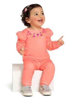 Marlan - Conjunto Bebê Blusão e Calça Malha Sport Rosa - MARLAN