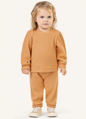 Colorittá - Conjunto Bebê Blusão e Calça Tricô Laranja - COLORITTÁ