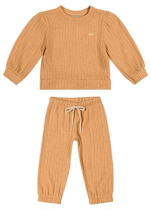 Colorittá - Conjunto Bebê Blusão e Calça Tricô Laranja - COLORITTÁ