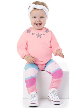 Marlan - Conjunto Bebê Blusão e Legging Felpado Rosa - MARLAN