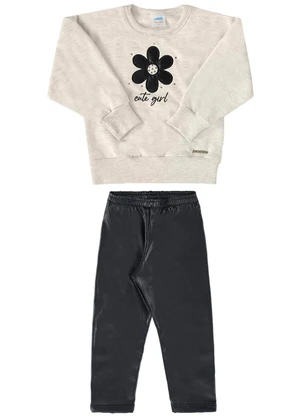 Marlan - Conjunto Bebê Blusão e Legging Malha Cirrê Cinza - MARLAN