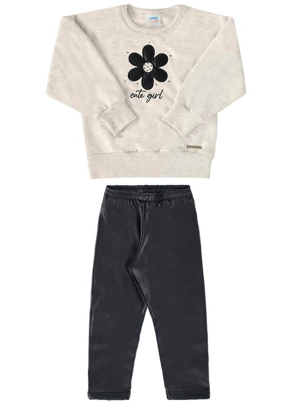 Marlan - Conjunto Bebê Blusão e Legging Malha Cirrê Cinza