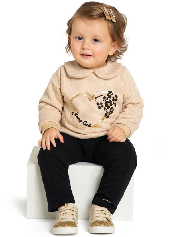 Marlan - Conjunto Bebê Blusão e Legging Molecotton Bege