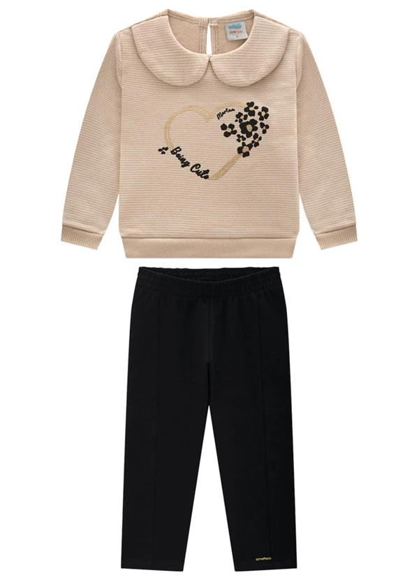 Marlan - Conjunto Bebê Blusão e Legging Molecotton Bege 2