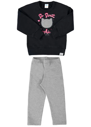 Marlan - Conjunto Bebê Blusão e Legging Sweet Baby Preto - MARLAN