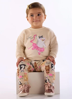 Quimby - Conjunto Bebê Blusão Legging Bege - QUIMBY