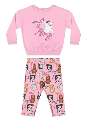 Quimby - Conjunto Bebê Blusão Legging Rosa - QUIMBY
