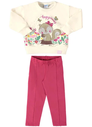 Marlan - Conjunto Bebê Blusão Moletom e Legging Bege - MARLAN