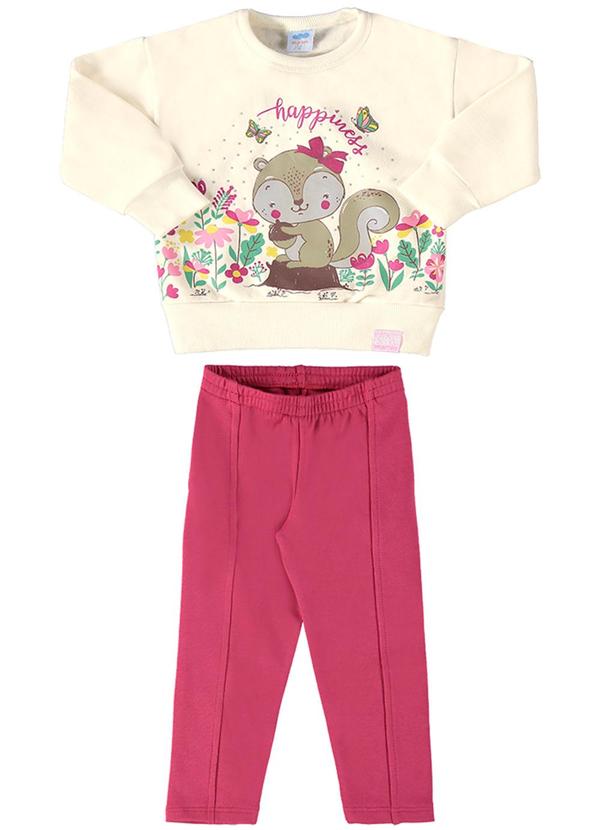 Marlan - Conjunto Bebê Blusão Moletom e Legging Bege