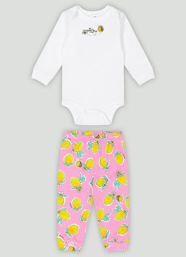Up Baby - Conjunto Bebê com Body e Calça Up Baby Branco