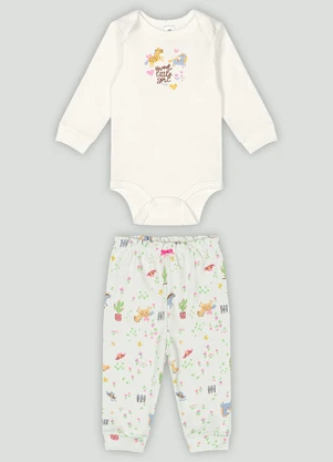 Conjunto Bebê com Body e Calça Up Baby Branco - UP BABY
