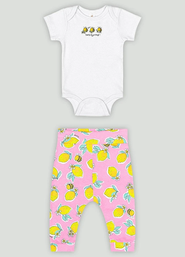 Up Baby - Conjunto Bebê com Body e Calça Up Baby Branco