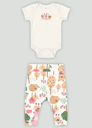 Conjunto Bebê com Body e Calça Up Baby Branco - UP BABY