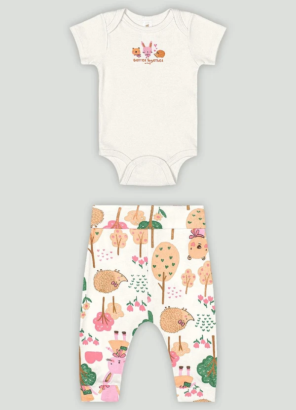Up Baby - Conjunto Bebê com Body e Calça Up Baby Branco