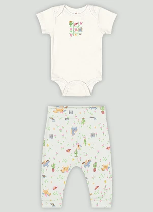 Conjunto Bebê com Body e Calça Up Baby Branco - UP BABY