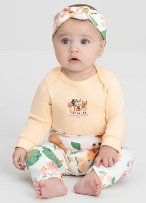 Conjunto Bebê com Body e Calça Up Baby Laranja - UP BABY