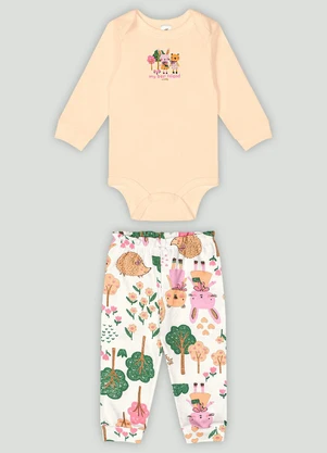 Conjunto Bebê com Body e Calça Up Baby Laranja - UP BABY