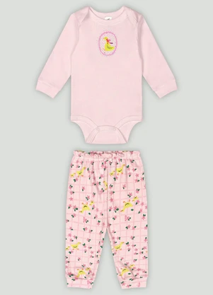 Conjunto Bebê com Body e Calça Up Baby Rosa - UP BABY