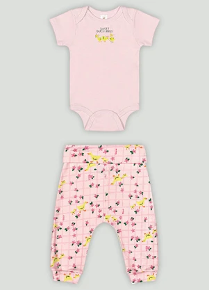 Conjunto Bebê com Body e Calça Up Baby Rosa - UP BABY