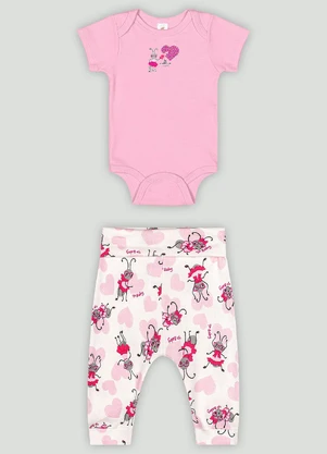 Conjunto Bebê com Body e Calça Up Baby Rosa - UP BABY