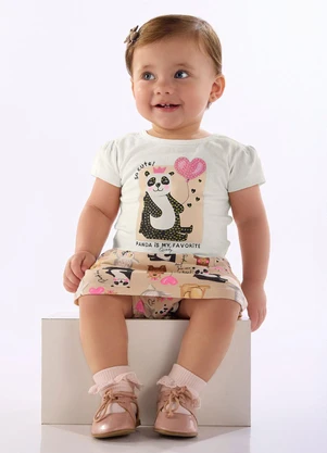 Quimby - Conjunto Bebê com Estampa de Panda Branco - QUIMBY