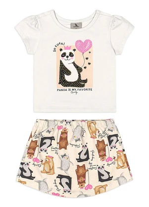 Quimby - Conjunto Bebê com Estampa de Panda Branco - QUIMBY