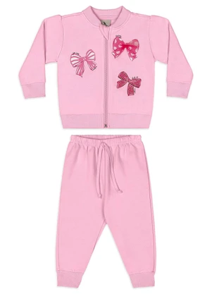 Quimby - Conjunto Bebê Jaqueta Calça Moletom Rosa - QUIMBY