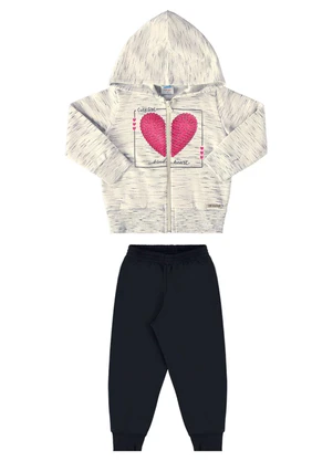 Marlan - Conjunto Bebê Jaqueta e Calça Coração Baby Cinza - MARLAN