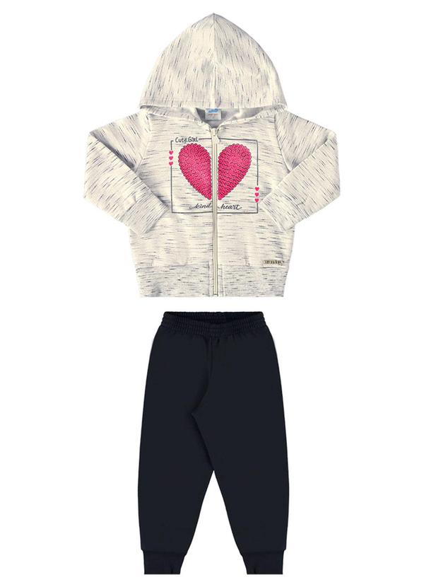 Marlan - Conjunto Bebê Jaqueta e Calça Coração Baby Cinza
