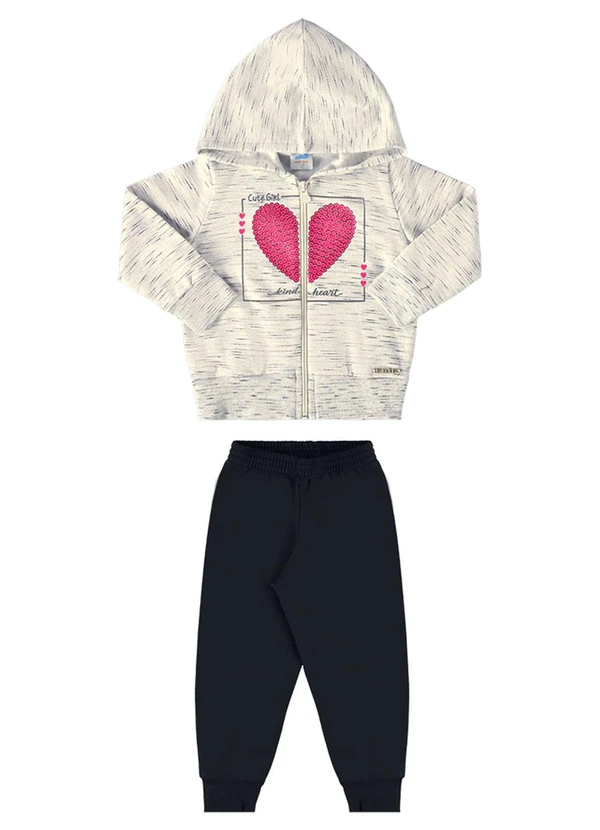 Marlan - Conjunto Bebê Jaqueta e Calça Coração Baby Cinza 1