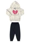 Marlan - Conjunto Bebê Jaqueta e Calça Coração Baby Cinza - variação: Cinza